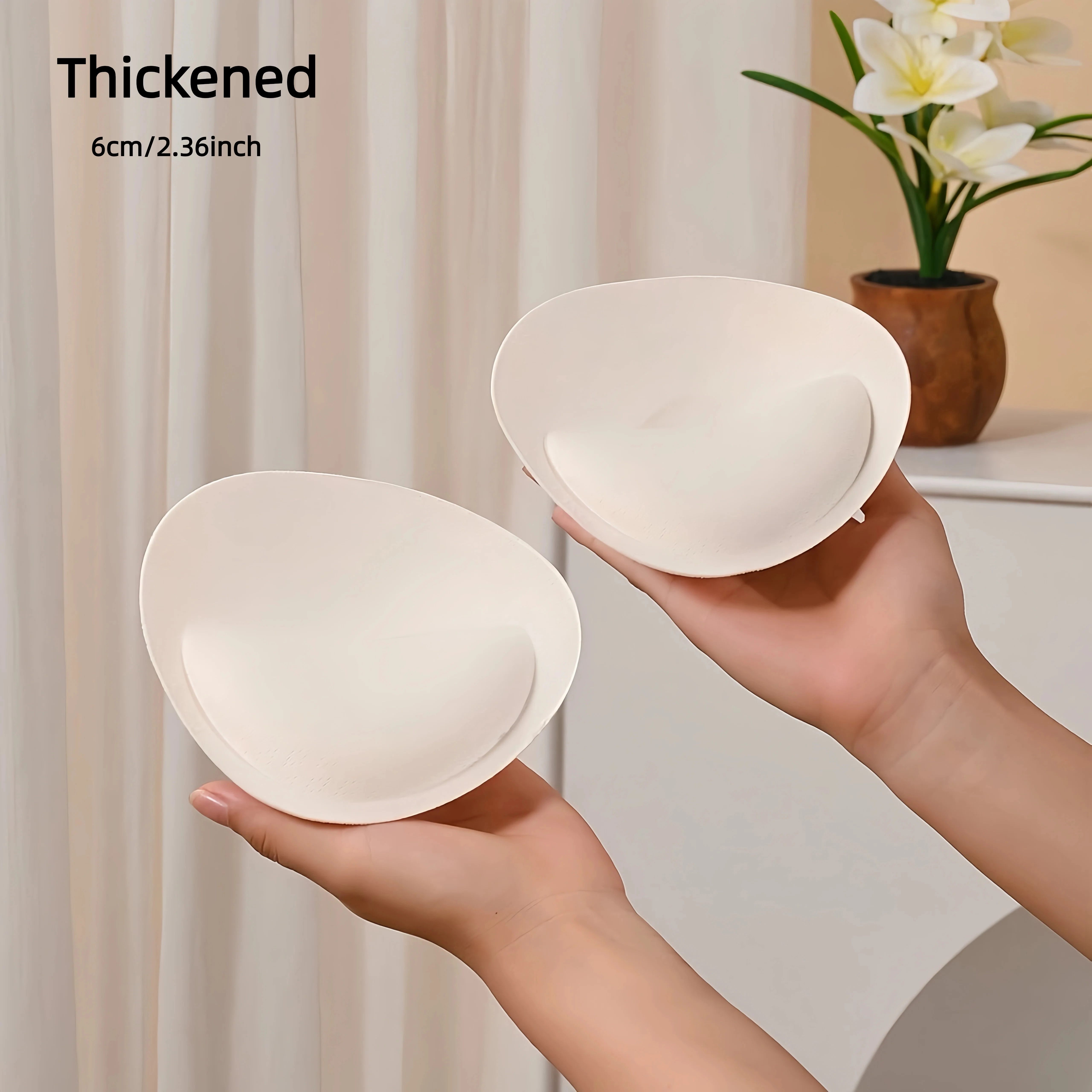 6cm/2.36inch Extra Thick Sponge Bra Pads, Breathable, Push-Up for Small Breasts, Removable and Washable, Universal Bra Inserts