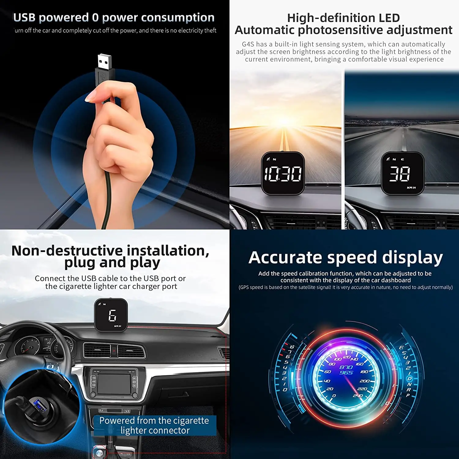 Universal GPS HUD Head Up Display LED Speedometer Smart-Digital Driving Overspeed Alarm Reminder for Car Accessories