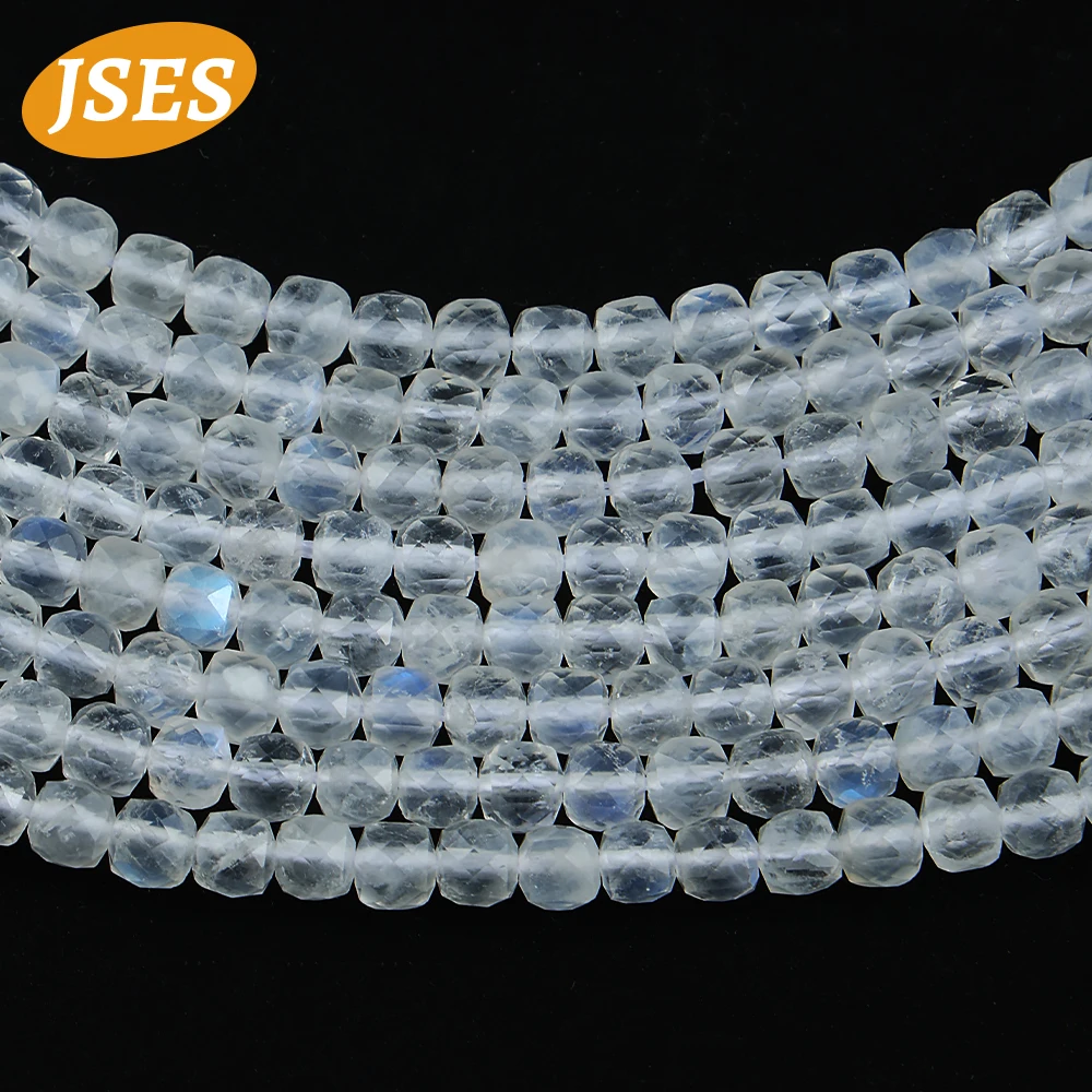 

AA 4mm Natural Moonstone Faceted Cube Beads for Jewelry Making DIY Bracelets Necklace Loose Stone Seed Beads DIY Accessories