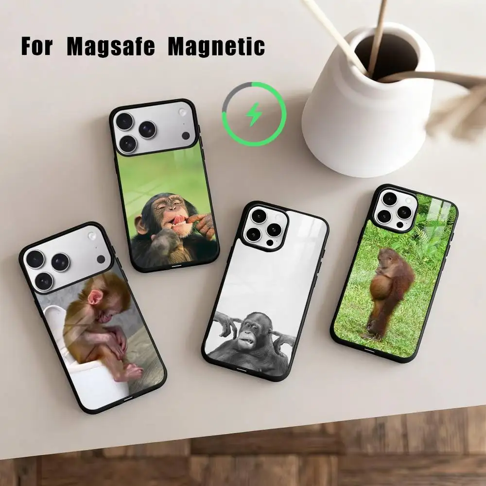 

Funny M-Monkey Memes Phone Case For iPhone17,16,15,14,13,12,11 Plus,For Magnetic Wireless Charge Cover