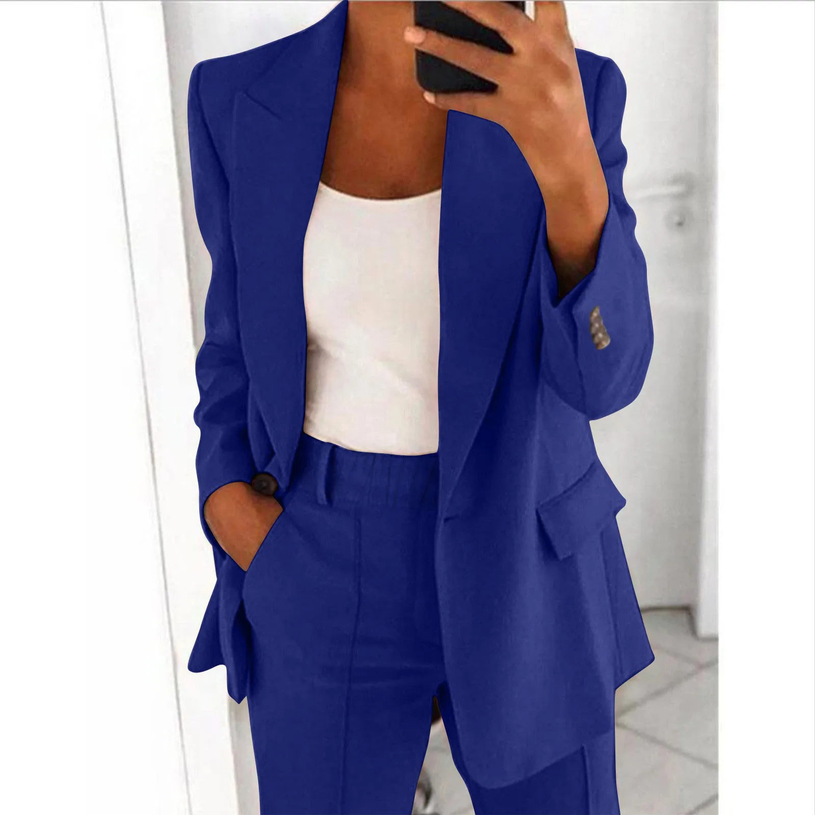 2024 Summer New Thin Jacket Blazer Casual Wide Leg Pants Two Piece Elegant Women\'s Pants Set Office Outfits Business Clothing