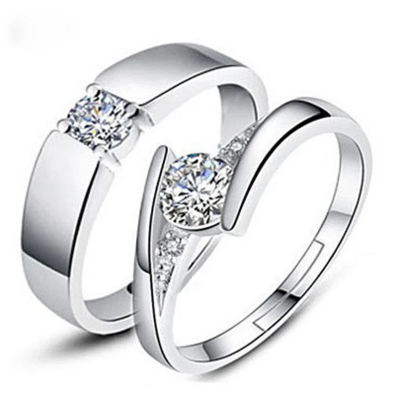 Fall in Love Fashion Couple Adjustable Open Zirconia Ring for Women