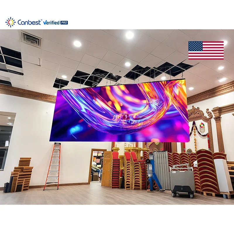 P1.53 5760X2400mm 18.89X7.87ft Wall Mounted HD Indoor LED Video Wall Display Screen for USA Hotel Lobby & Banquet Hall