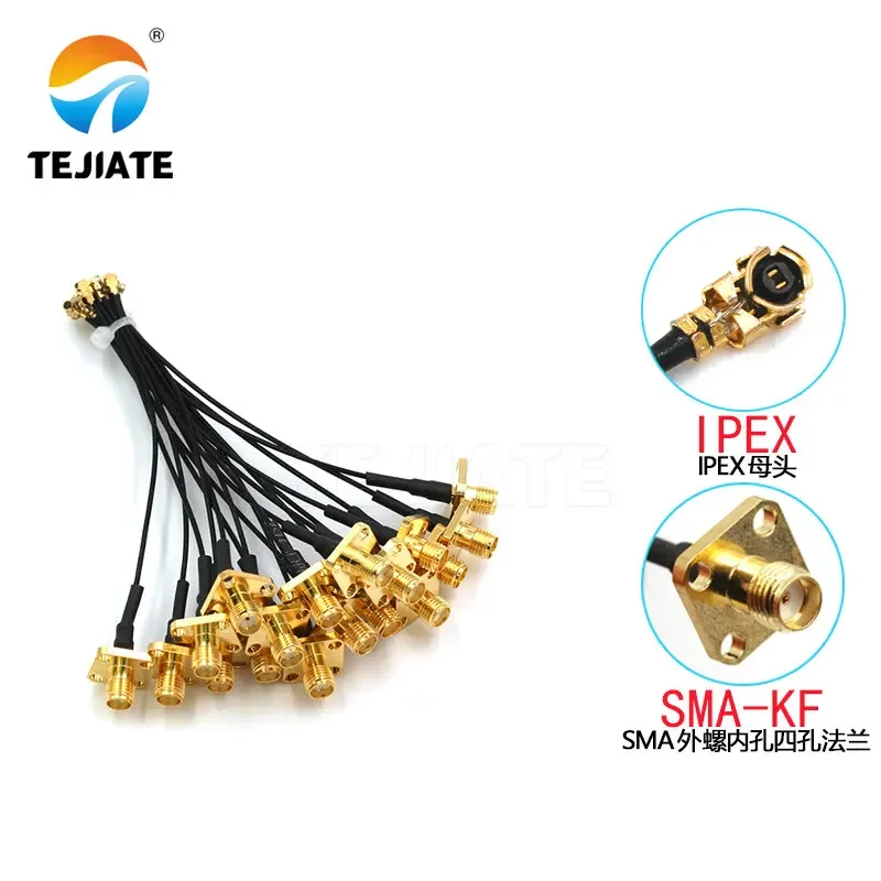 1PCS 10cm RF Antena UFL Seat To SMA Adapter Outer Screw Inner Hole Connector Four Hole Flange Length 10CM Match For 1.13 Wire