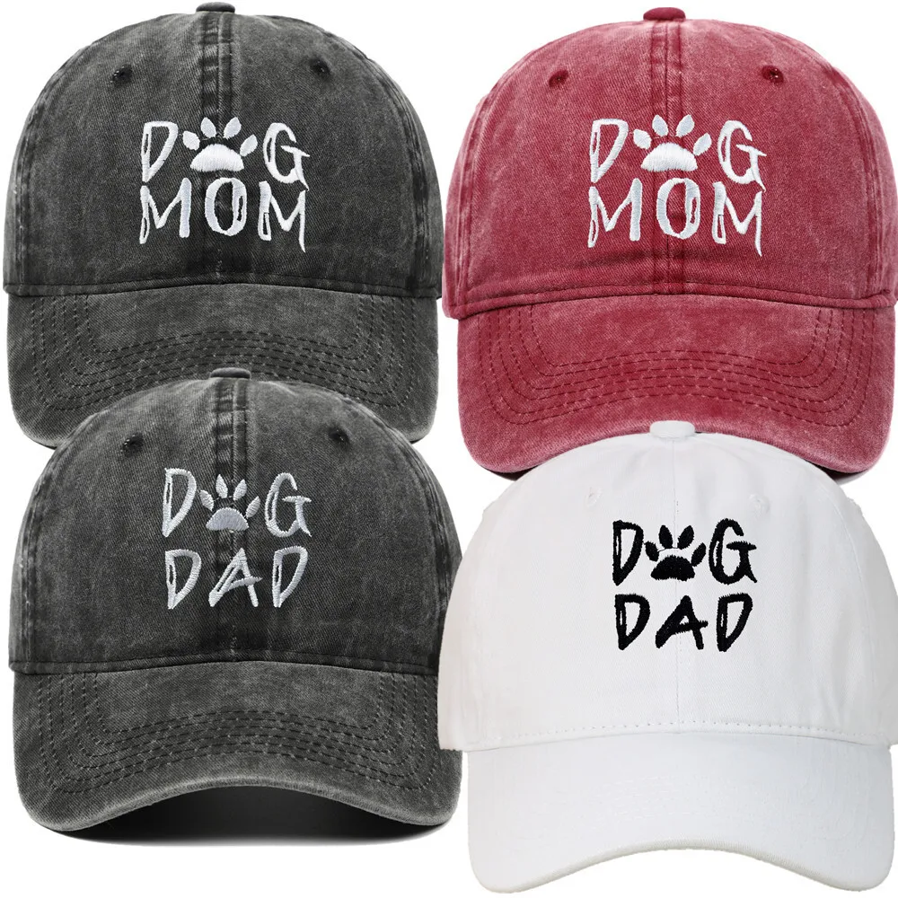 

2022 New DOG MOM Embroidered Pure Cotton Washed Baseball Cap Outdoor Casual Sun Hat