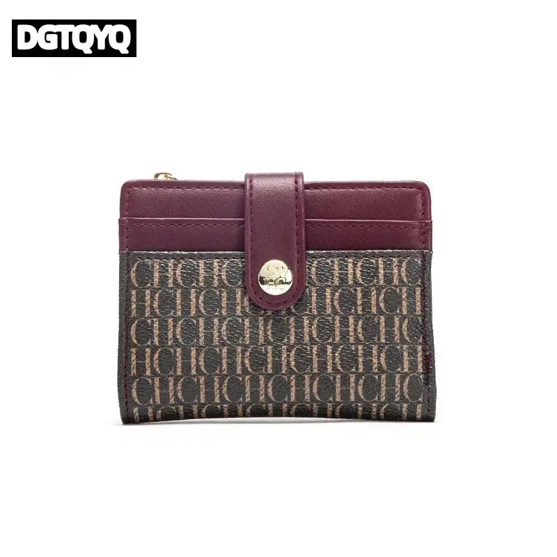 Luxury Fashion Retro Design Business Card Bag Button Classic Folding Wallet Compact and Lightweight Women's Square Bag
