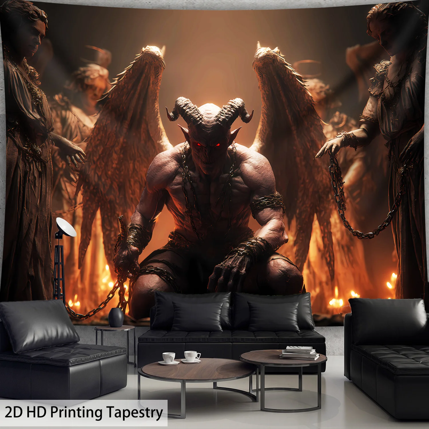2D Flat, [2D Flat Printing]1pcs Ultra Large Size Hell Devil Wing High-Definition Print Tapestry Polyester -Home Decoration- Suit