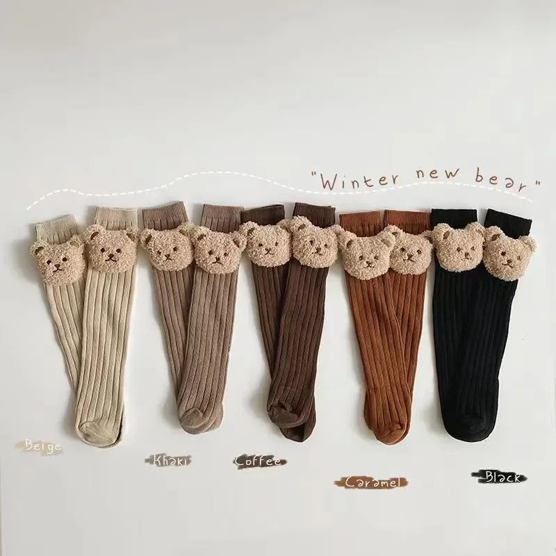 

HoneyCherry Children's Socks Bear No Heel Socks Stockings Baby Dolls Warm Winter Korean Kids Socks