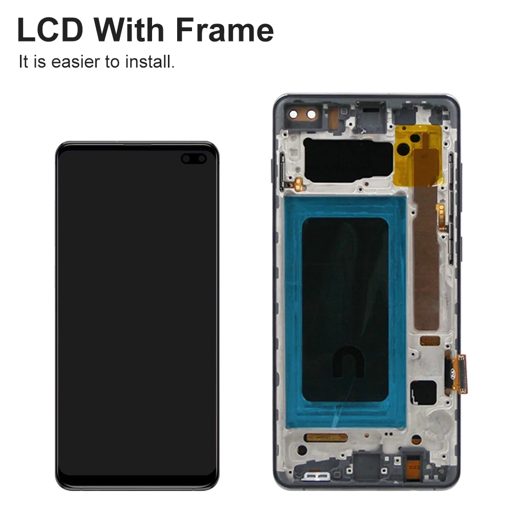 S10 plus tft lcd montagem da tela para samsung galaxy s10 + g975f g975f/ds display lcd digitador da tela de toque com quadro