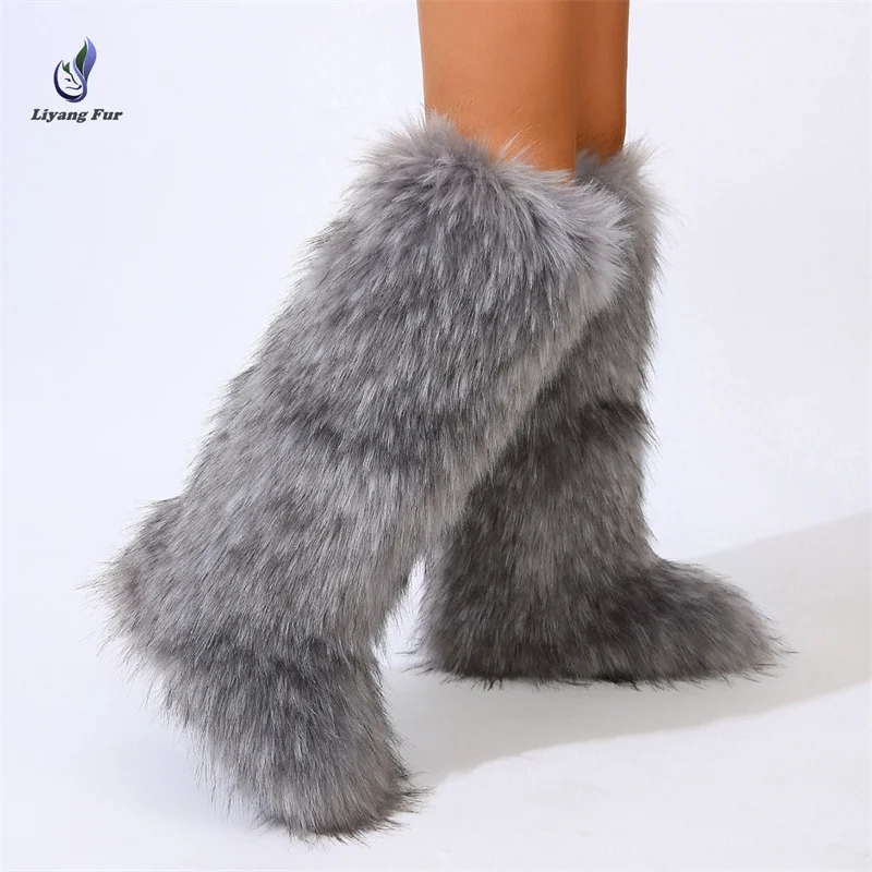 

Factory Direct Supply High Quality Winter Snow Boots Women Knee Hight Faux Fur Boots