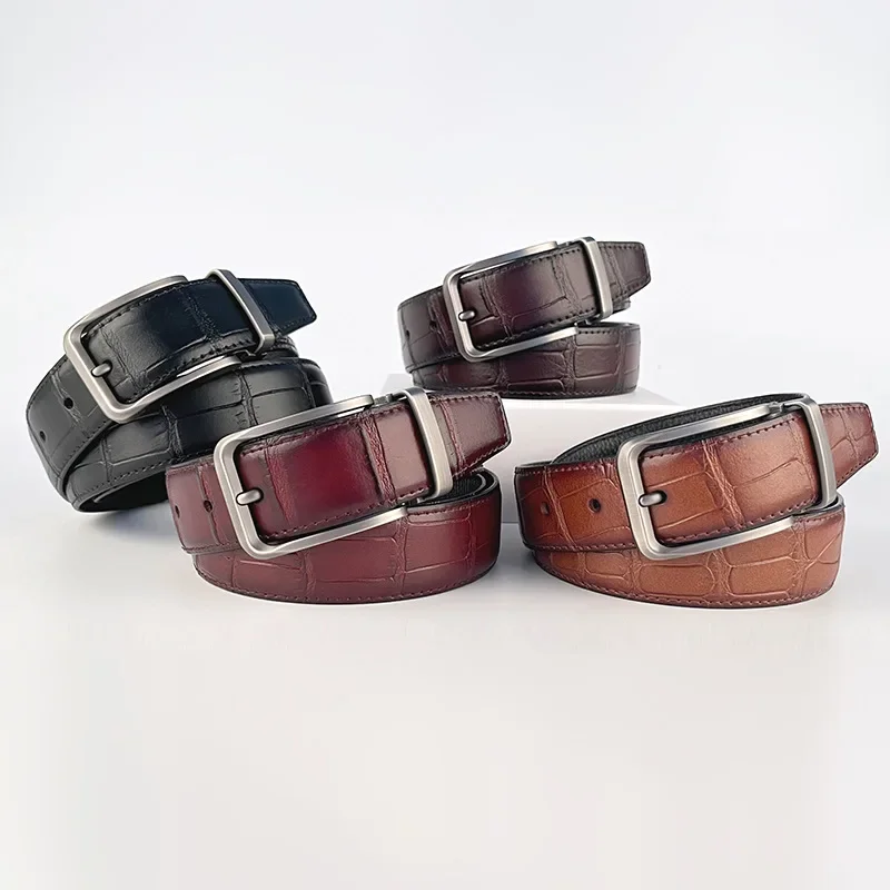 

Head Layer Cowhide Belt Versatile Business and Leisure Belt Luxurious Genuine Leather Belt for Men Can Be Shortened