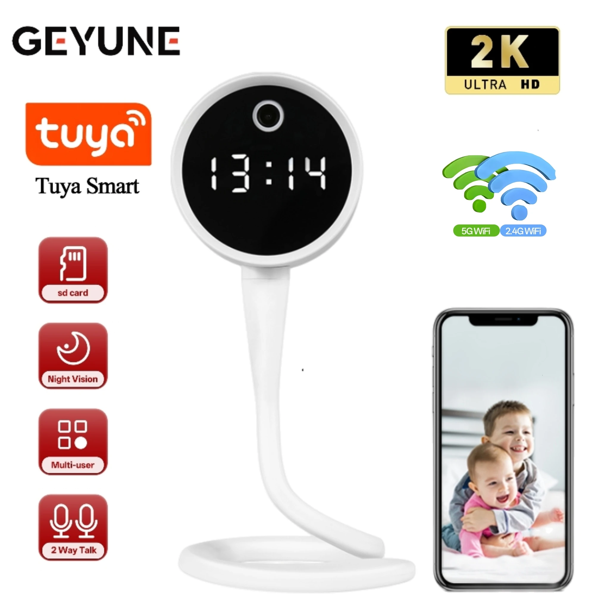 Tuya 3MP WiFi Mini Camera Indoor Wireless IP Security Surveillance Camera IR Night Vision AI Detect Home Baby Pet Monitor Cam