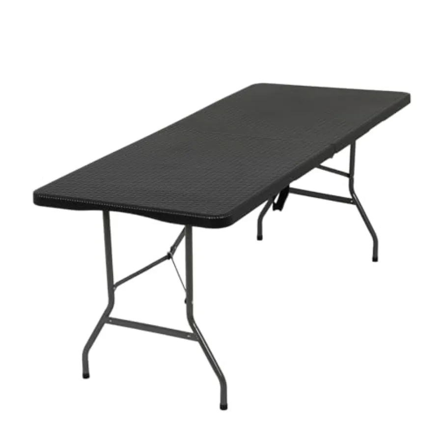 

Folding Table Half Portable Foldable Table for Parties Backyard Events Black Ratten 6 FT