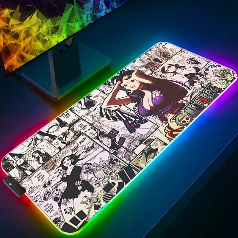

RGB LED Mouse Pad Laptop Cartoon Keyboard Pad Non-Slip Tablet Pad PC Accessories Mousepad Gaming One Piece Nico Robin Desk Mat