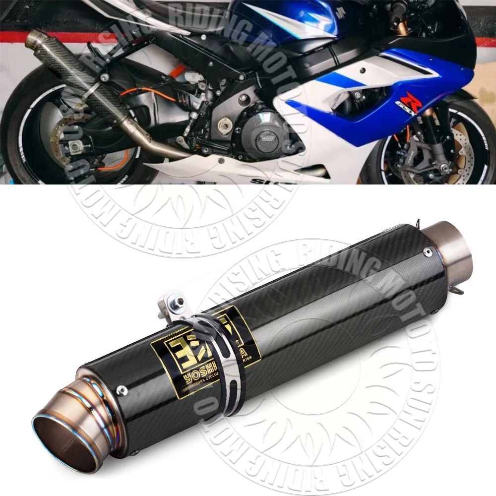 Universal 51mm 60mm Inlet Yoshi Titaniium Alloy Motorcycle Exhaust Muffler Escape for Motorcycle Exhaust Tail Pipe Modified Part