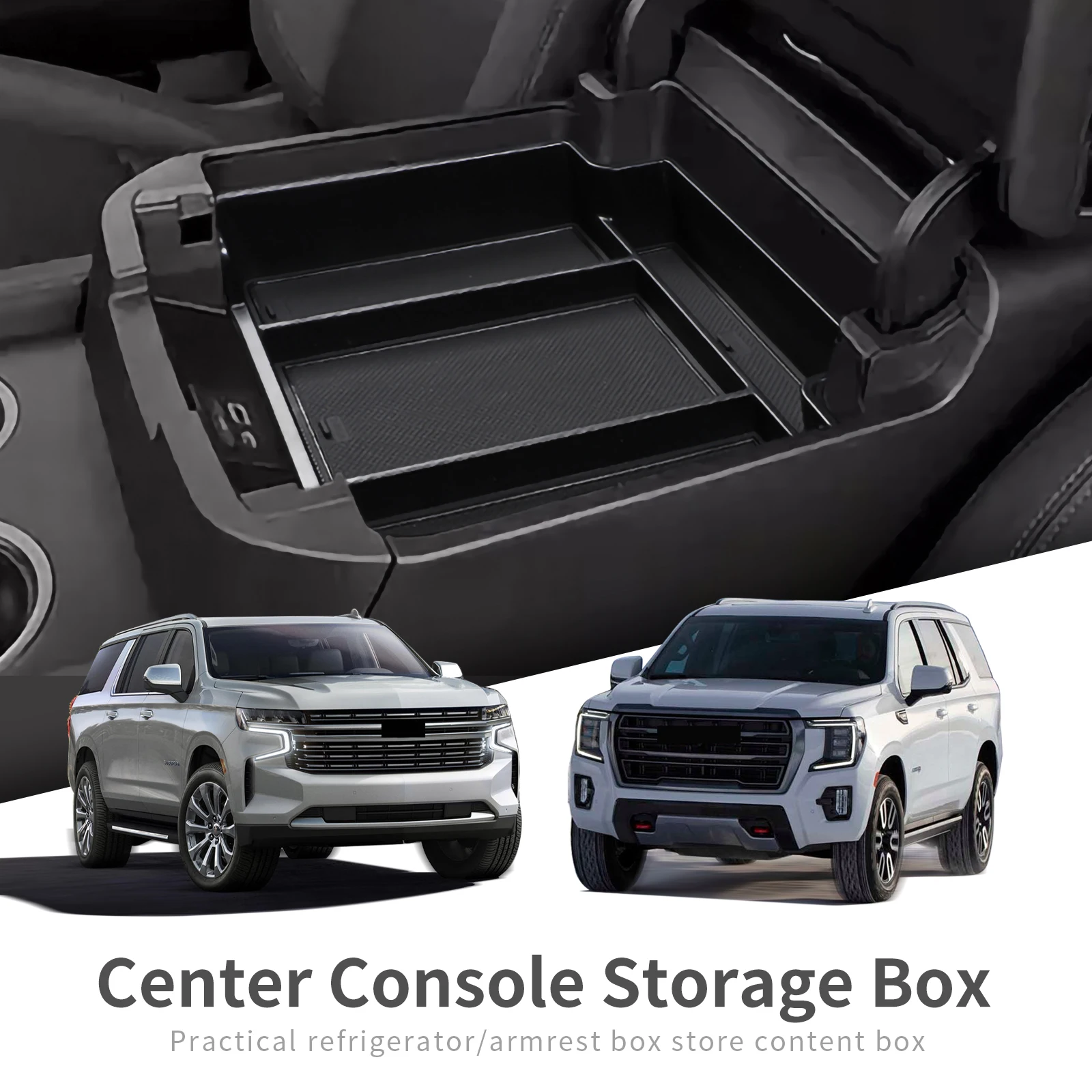 for GMC Yukon 2021-2024 for Chevy Tahoe Suburban Armrest Storage Box Tray Organizer Accessories Tidying