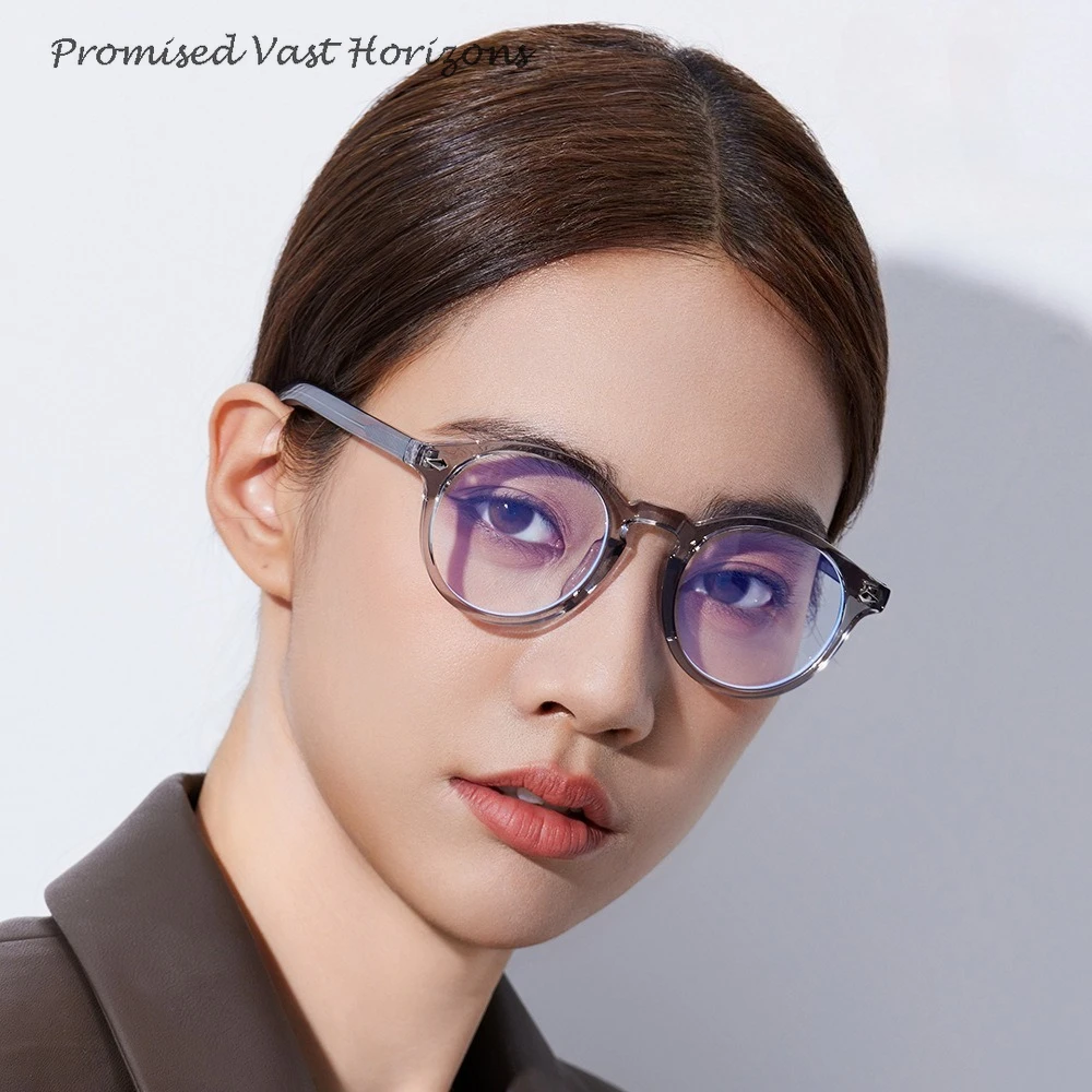 

TR Black Transparent Champagne Classic Round Keyhole Bridge Diamond Rivet Adjustable Temples Needle Acetate Temples Eye Frame