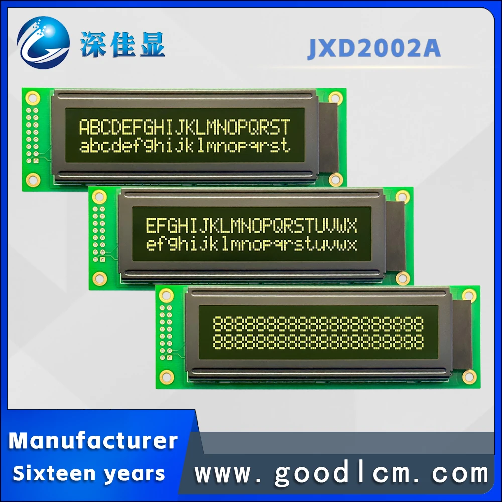 2002A Karakter Lcd Display Module 20 * 02lcm Lcd Module HD44780 Of ST7066 Drive Va Zwarte Achtergrond Groen Tekens