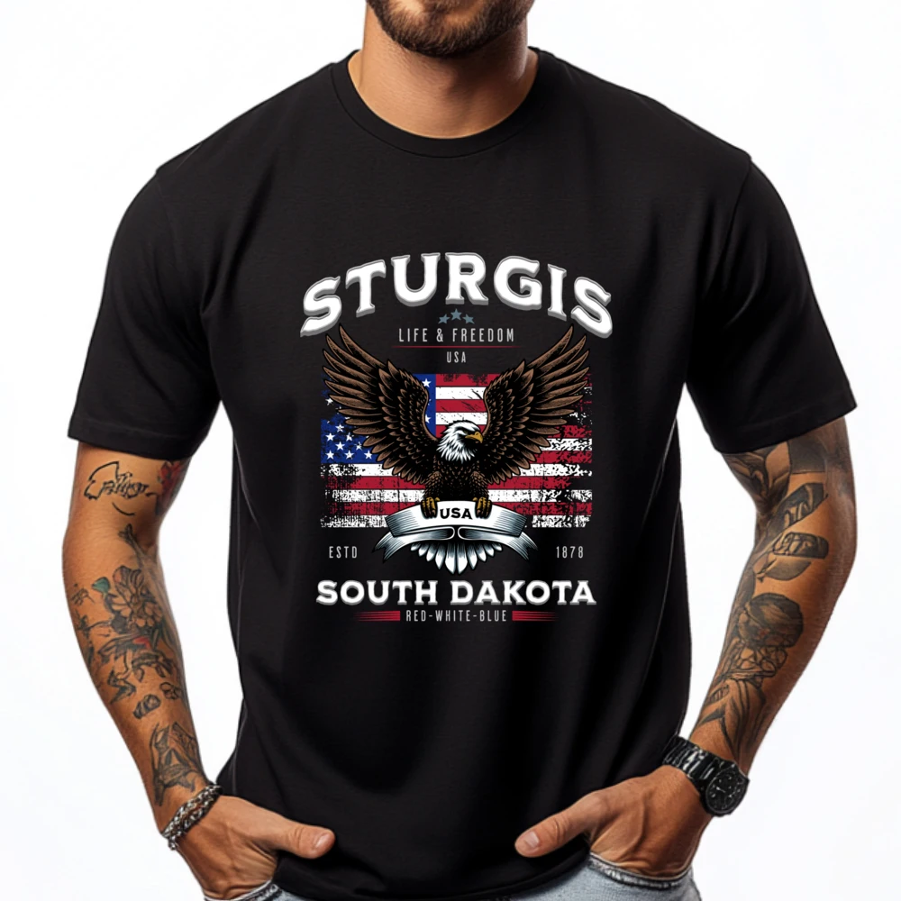 Sturgis Usa Eagle American Flag South Dakota Xs T Shirts Adult Printed T-Shirt Luxury T Shirt Camiseta Large Size Cinco De Mayo