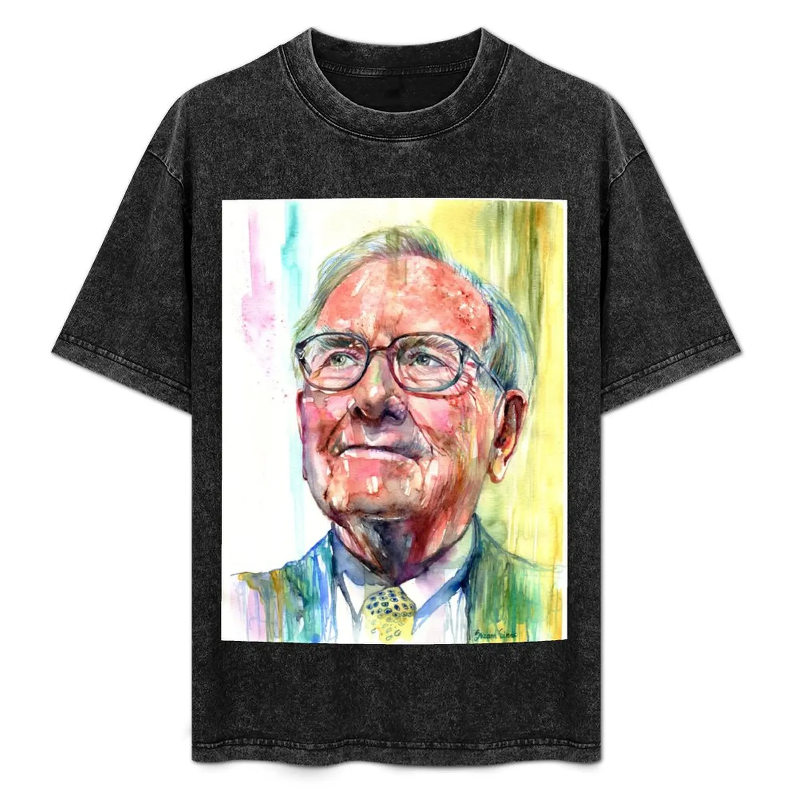 

Warren Buffett portrait T-Shirt Active Sports Short Sleeve Cotton Shirt