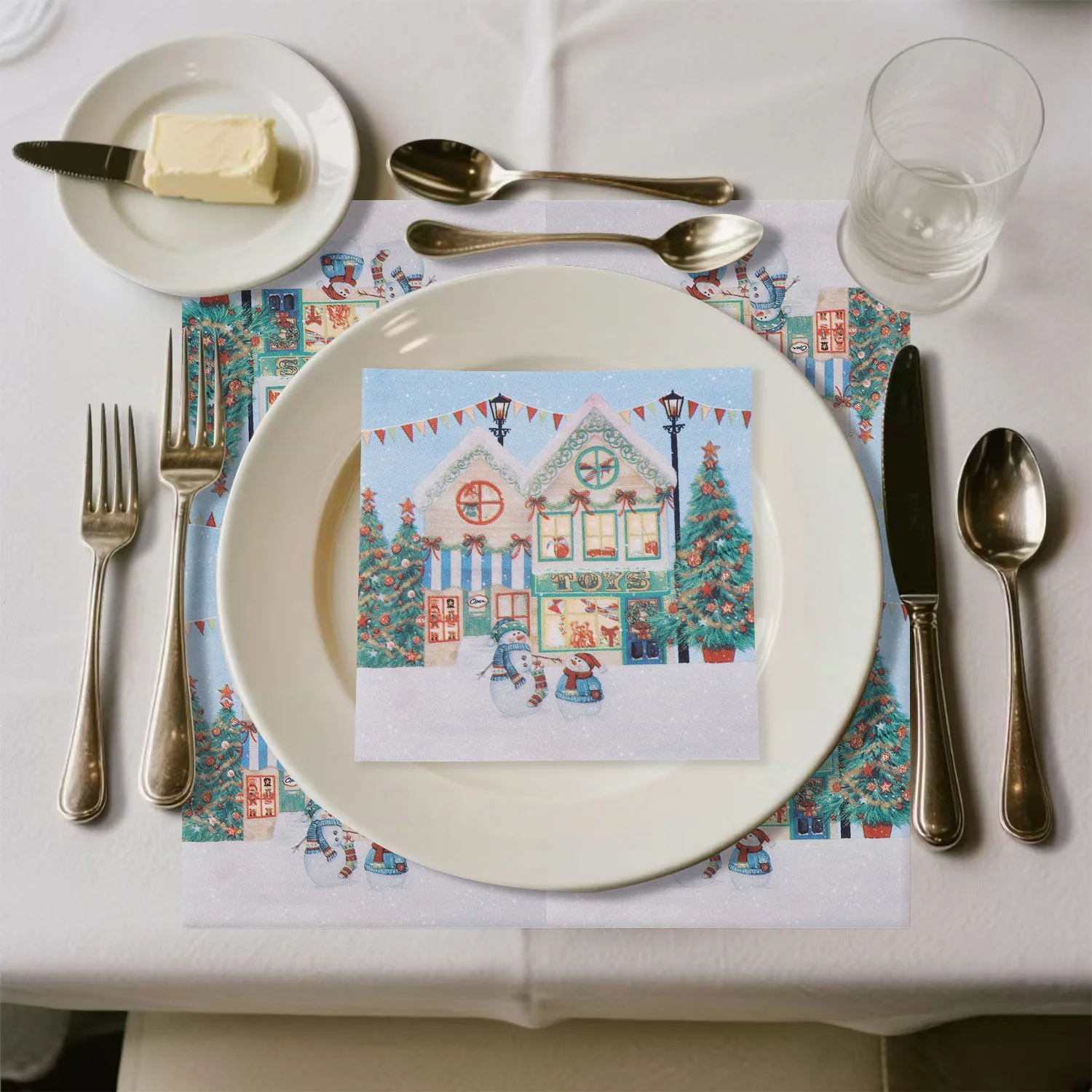 20 قطعة مناديل ورقية مطبوعة على شكل رجل ثلج لعيد الميلاد للاستعمال مرة واحدة - مادة لب الخشب النقي، 33 × 33 سم، مثالية كمناديل لمناسبات العطلات