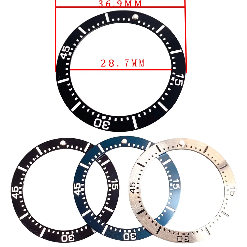 

Black/Deep Blue/Silver 36.9mm*28.7mm Steel/Aluminum Bezel Watch Insert For 62MAS 40mm NH35 Automatic Case Diving Watch Accessory