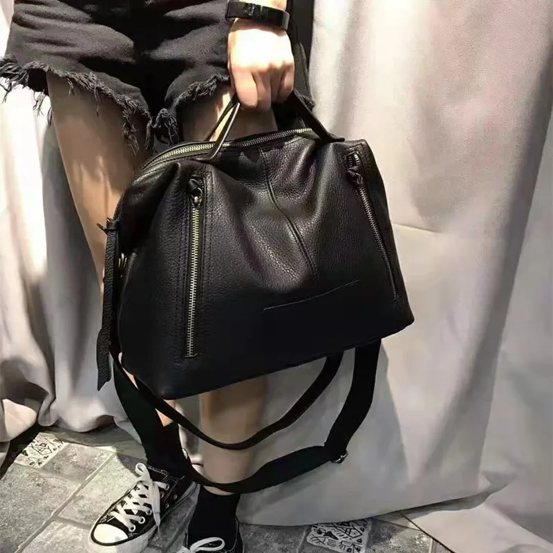 Women Handbags Genuine Leather Bags 2023 New Casual Big Capacity Lady Shoulder Crossbody Purse High Quality Soft Skin Ladies Bag