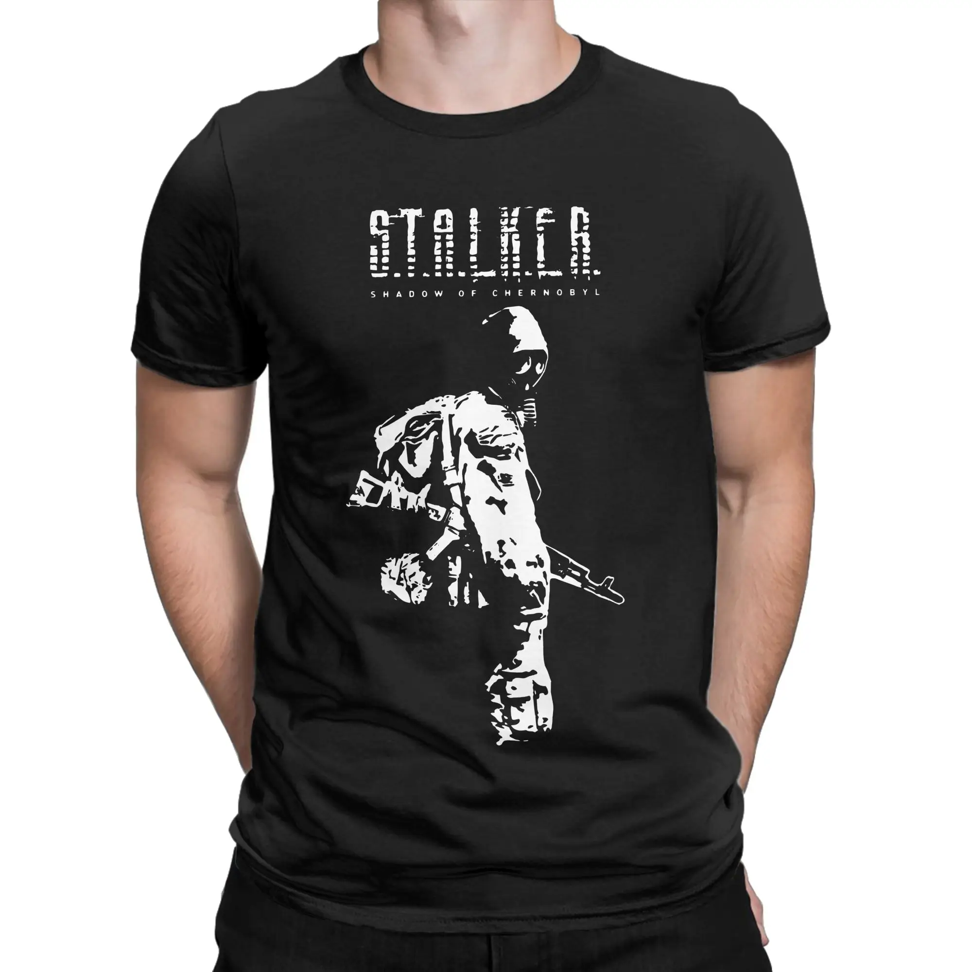Stalker SOC White Shadow of Chernobyl T-Shirt Men 100%Cotton Clothing Aesthetic  Round Neck Short Sleeve