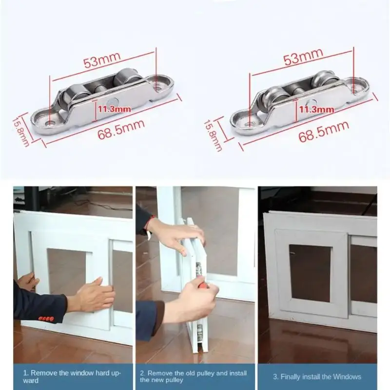 Schiebetür-Fensterrolle, geräuscharm, doppeltes Rad, verschleißfest, glatte Rolle für die Reparatur und den Austausch von Möbeln auf der Terrasse oder im Kleiderschrank zu Hause. – Detail 7