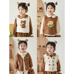 Children's Bear Series Set Spring New Girls Korean Vest Coat Baby Fashion Shirt