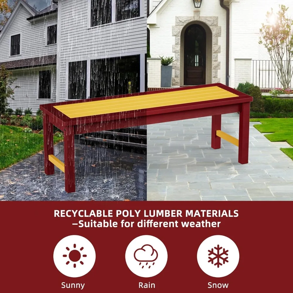 مقعد خارجي، مقعد حديقة من البولي كربونات لشخصين HDPE، مقعد فناء مناسب لجميع الأحوال الجوية لن يتلاشى ويلاشى للحديقة والشرفة والفناء الخلفي