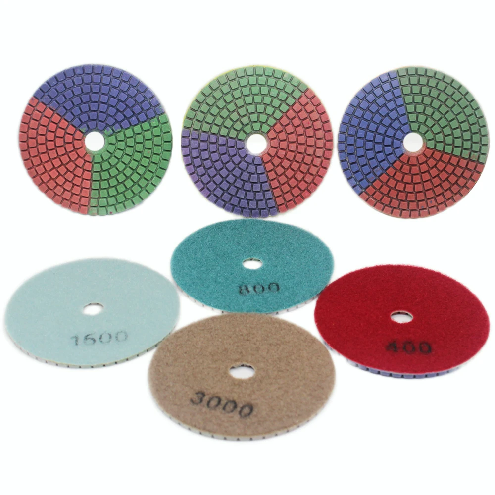 Colorful Diamond Wet Polishing Pad 4 Inch 100mm For Marble Granite Engineered Stone Grinding Diamond Tool