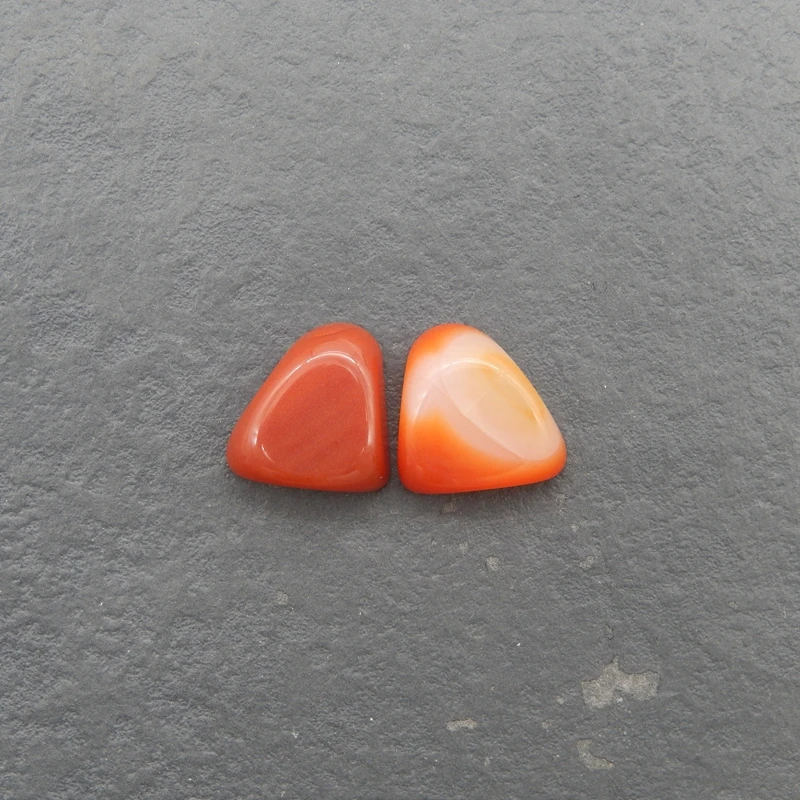 2PCS Natural Red Agate Gemstone Deep Red And Peach-Orange Banded Rondelle Triangle Shape Beading Components for Jewelry Making