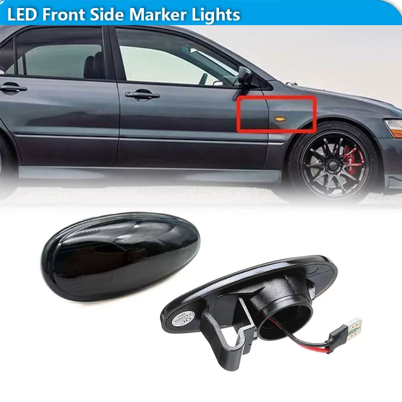 Car Amber Dynamic LED Front Bumper Side Marker Indicator Lights Turn Signal Lights For Mitsubishi Outlander I-Miev Lancer EVO
