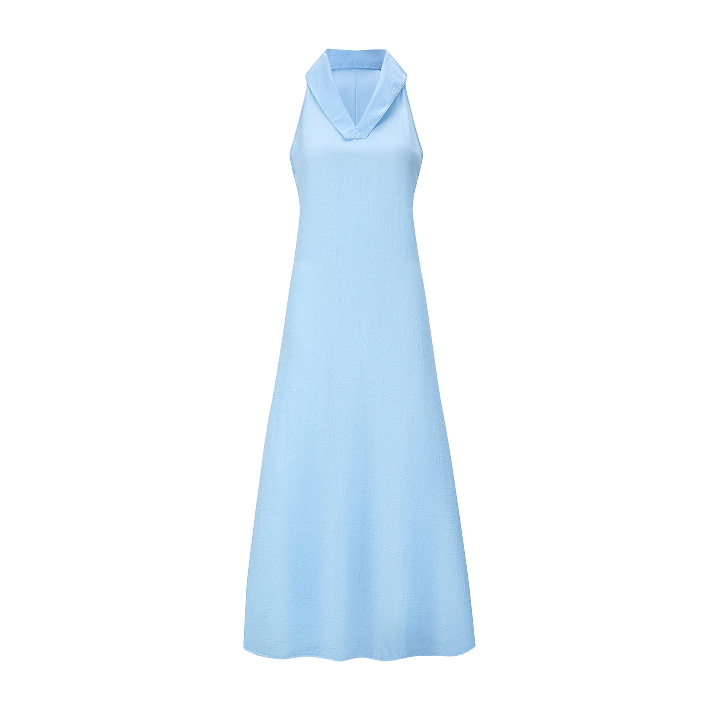 Europäisches und amerikanisches neues lässiges Resort-Kleid für Damen, ärmellos, atmungsaktiv, einfarbig, V-Ausschnitt, Frühjahr/Sommer 2026 – Detail 10
