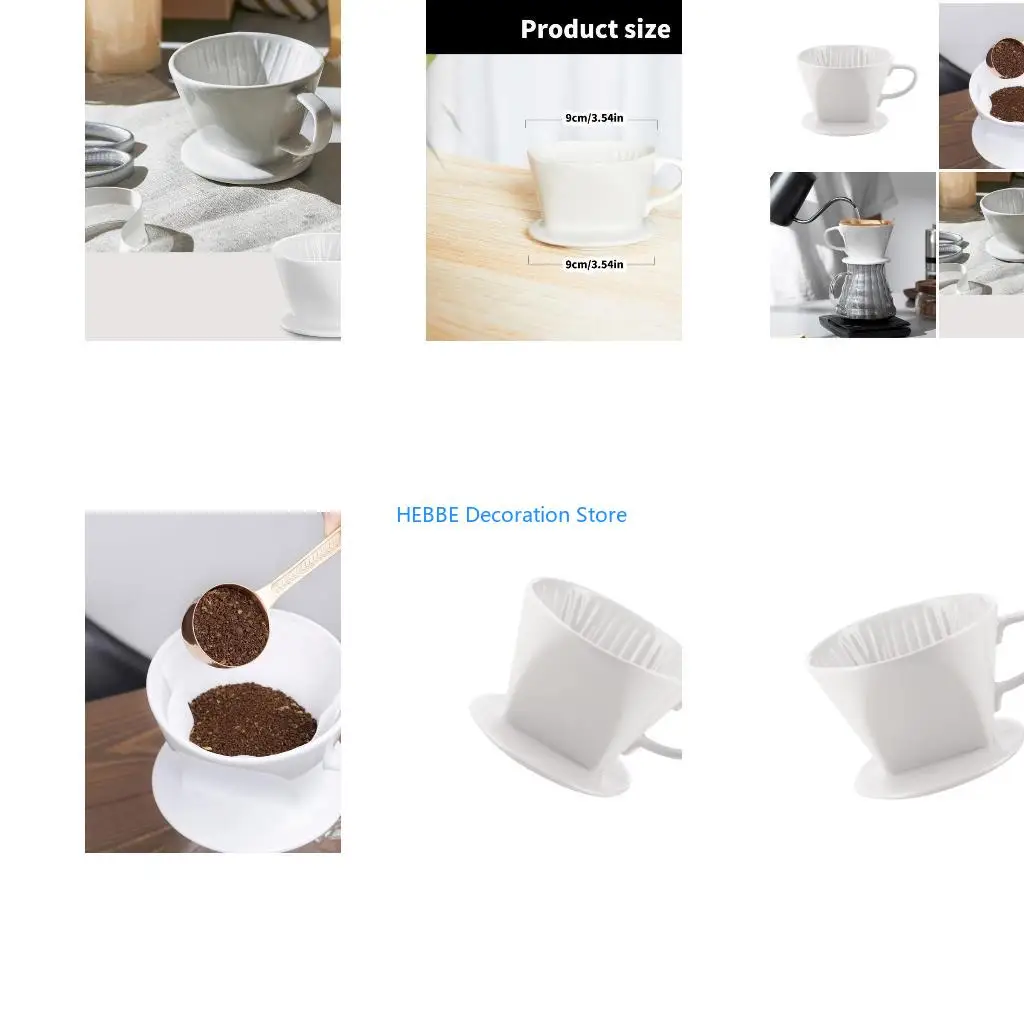 B0KC Porcelain Coffee Dripper Funnel Conical Hand Flushing Single Dripping Filter Cup