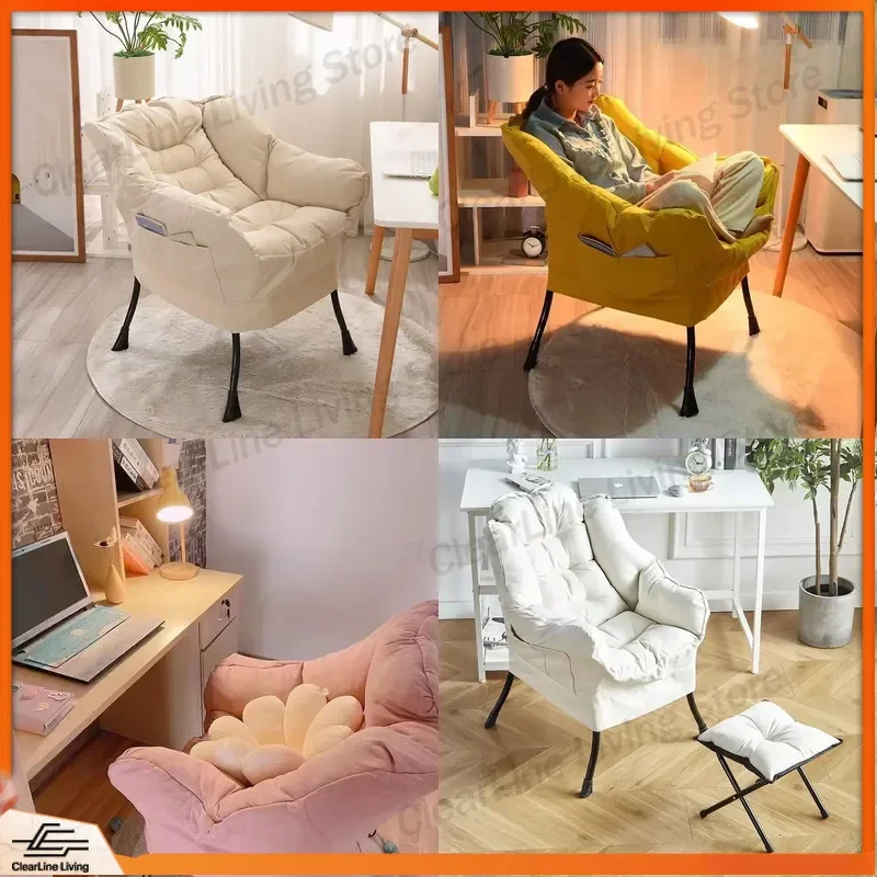 Lazy Sofa Single Chair for College Dormitory Computer Chair Comfortable Balcony Small Sofa Soft Bedroom Back Recliner