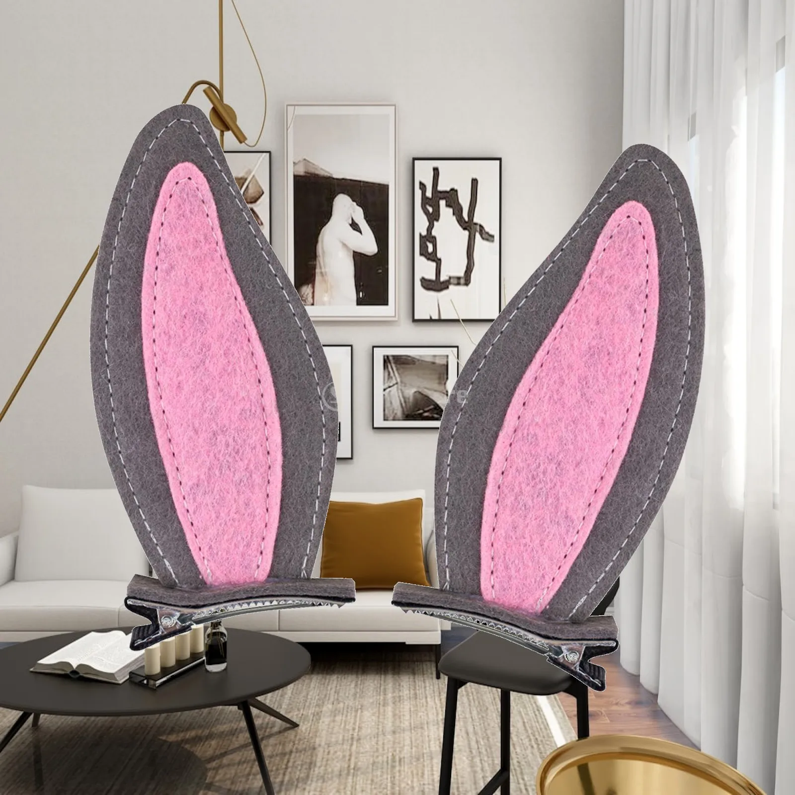 Bunny Ear Hair Clip Felt Rabbit Ears Headband Costume Accessory for Children Halloween Party Dress Up