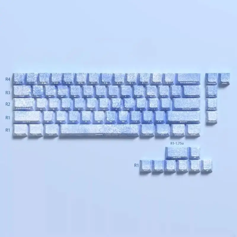 Y4QF 64/74Key KeyCaps Customs Ice Blue KeyCap Set Side Print Backlit Key Caps voor 61/64/68 Mechanische toetsenborden