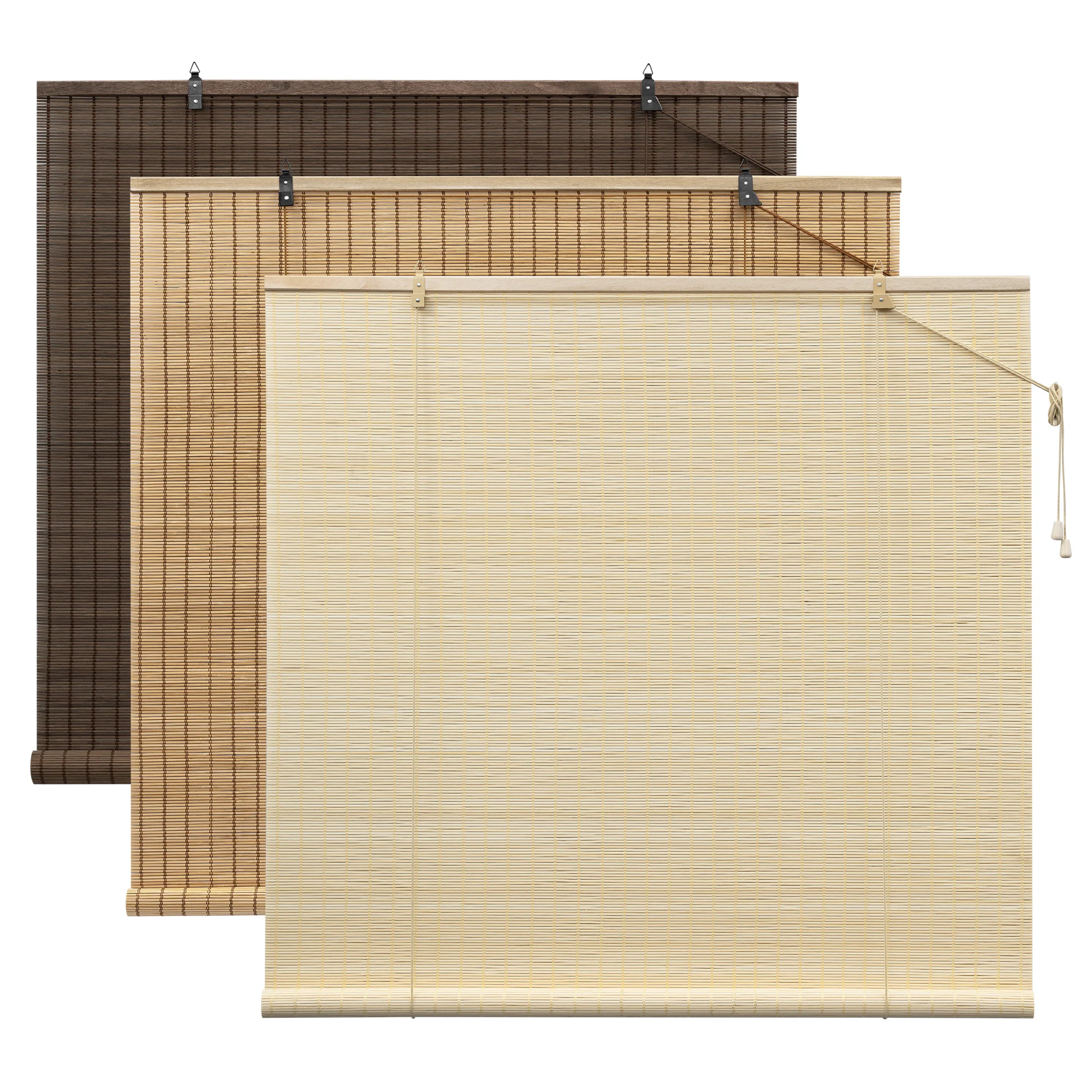 Persiana enrollable de bambú, protección solar, pantalla de privacidad, tirador lateral, filtro de luz ciega, ventilación, persiana opaca para ventana, puerta, Patio