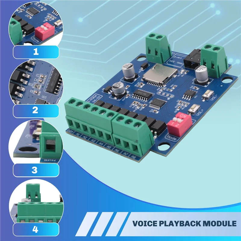 A68Z MP3 Voice Playback Module Multi-Mode Amplifier With Alarm Prompt, Voice Broadcast, Multiple Trigger Mode Functions