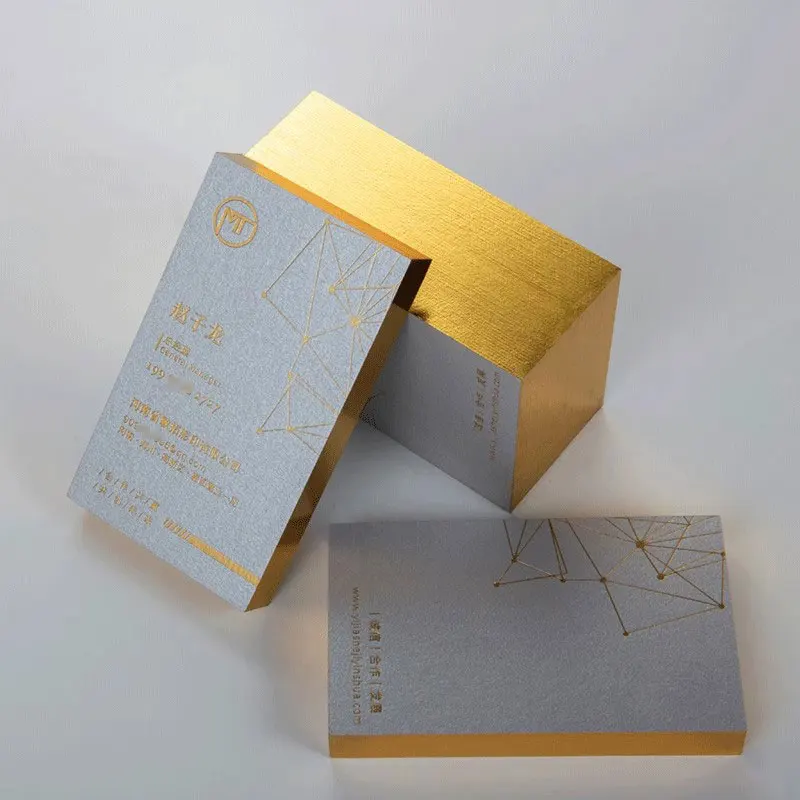 Customized Cotton Business Cards with Gold/Pink/Yellow Edge Hot Stamping Rose Gold Foil Embossing - Premium Quality Business Car