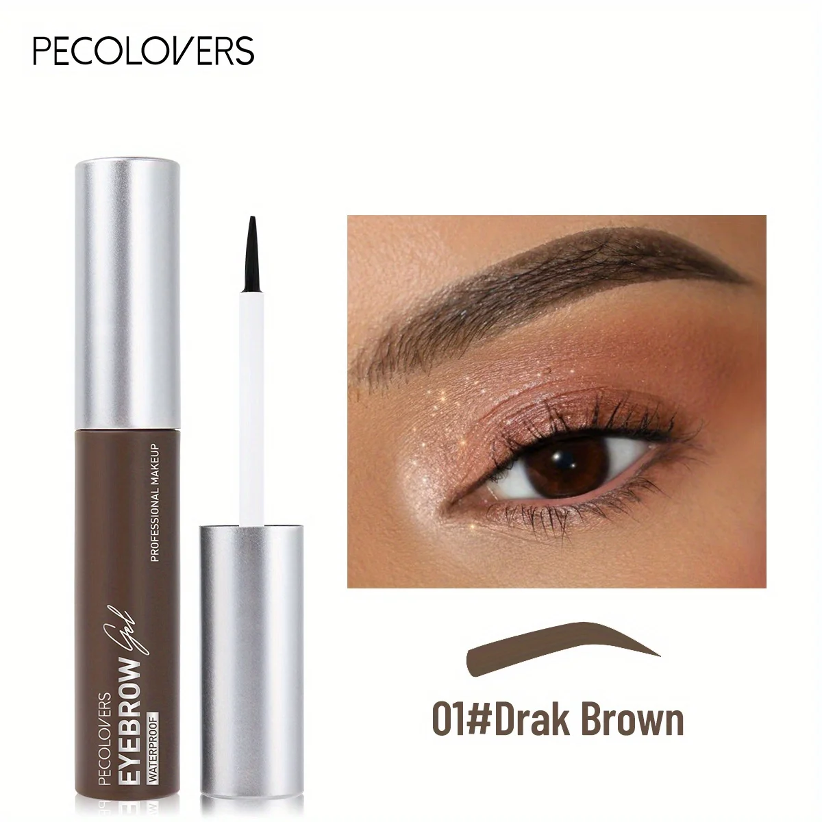 Peel-Off Eyebrow Tattoo Gel Semi-Permanent Anti-Smudge Brow Tint Cream Eye Makeup Easy Application, Natural Look - Black/Brown