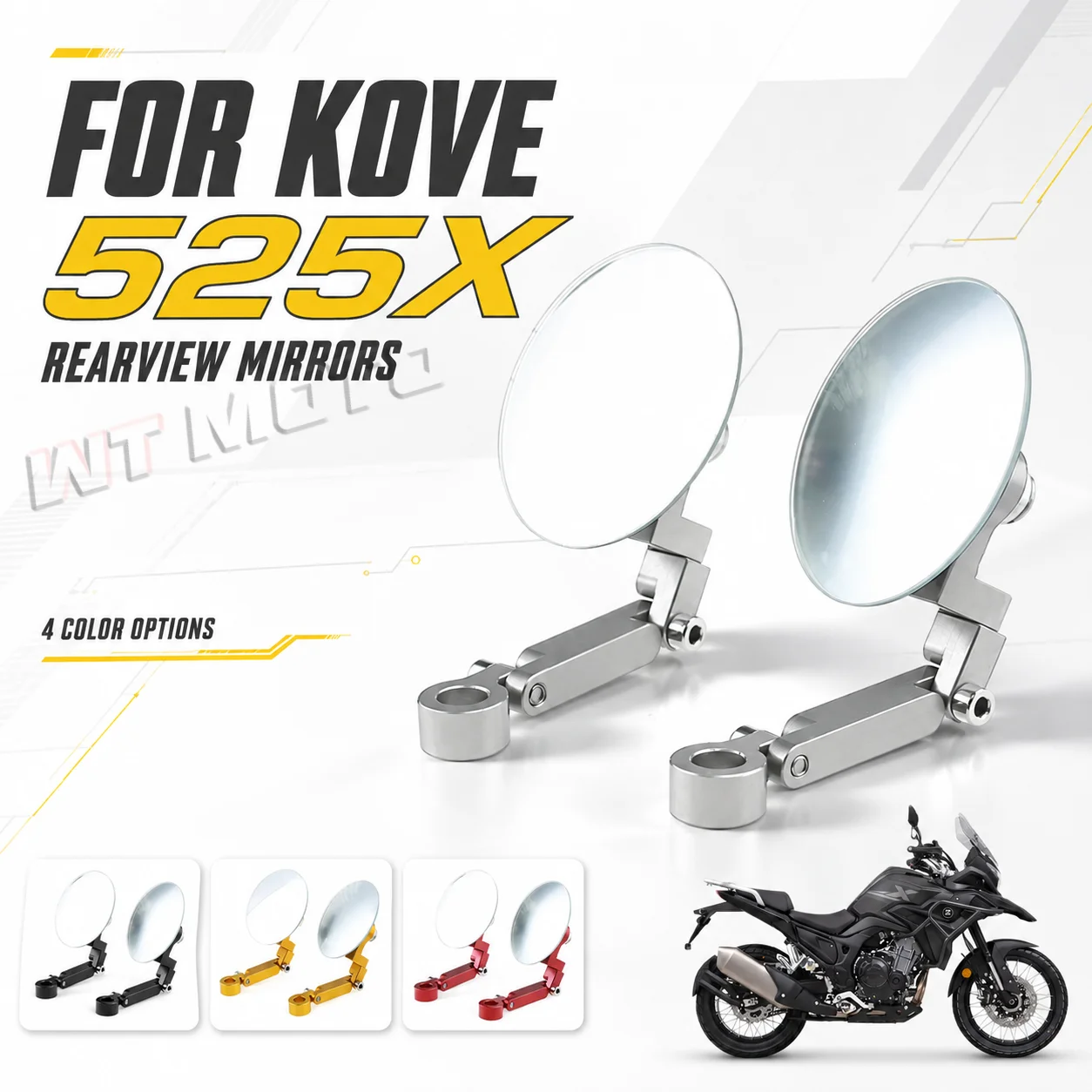 Modified Large View Wide Angle Auxiliary Rearview Mirror Fit For KOVE 525X Motorbike Spare Parts