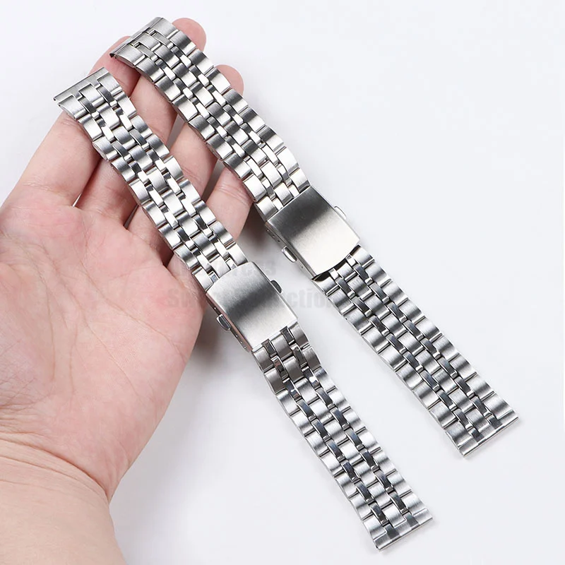 5 Beads Stainless Steel Watch Strap 20mm 22mm Metal Bracelet for Smart Watch Band Women Men Universal Wristband