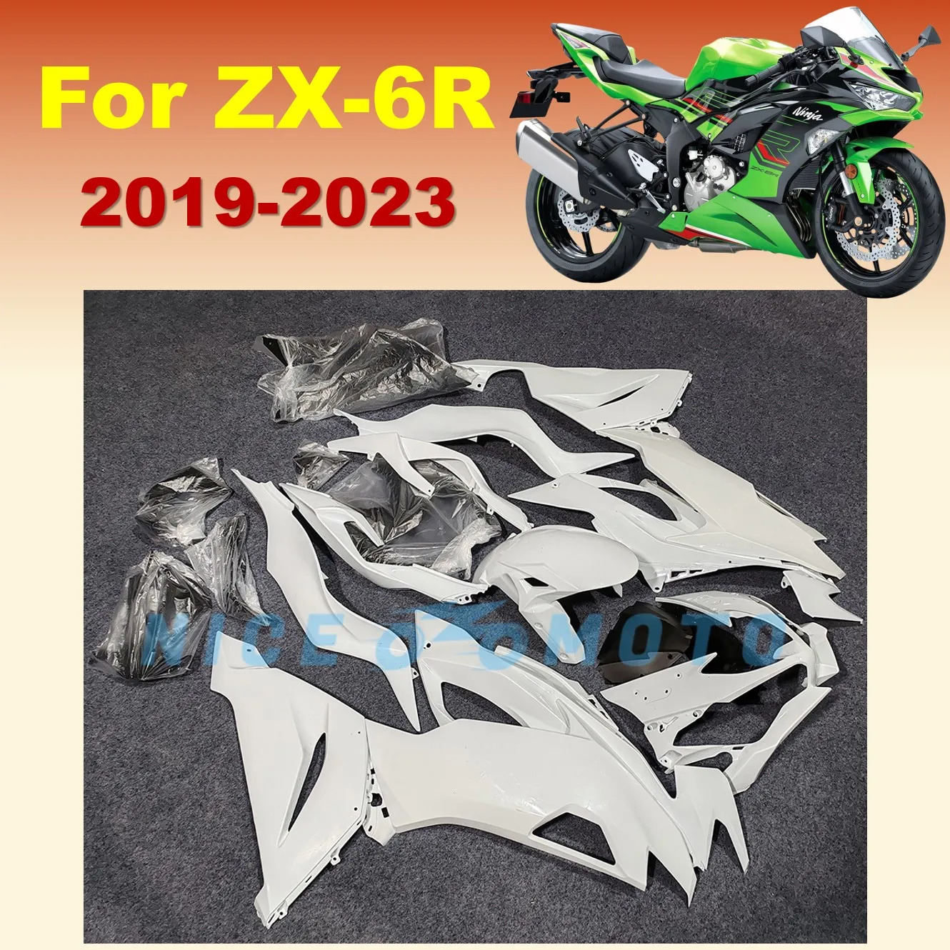 Pearl White Fairing Fit  For Ninja ZX-6R 636 2019 2020 2021 2022 2023 zx 6r Motorcycle Bodywork Cowling ZX6R 19 20 21 22 23 Year