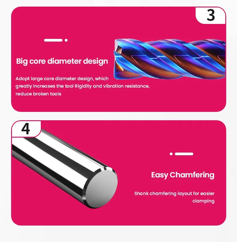 Shazam TGP-HRC70 4f farb kreis flach fräser wolfram stahl karbid blau beschichtung fräser für cnc mechanische fräser – Detail 13