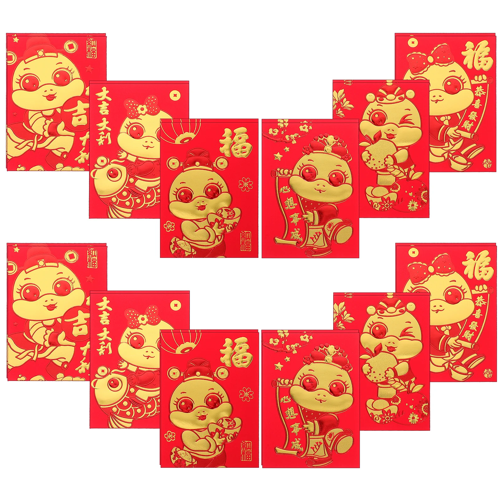 

60pcs Envelopes Chinese New Year 2025 Snake Design Festive Red Envelope Pack For Wedding Spring Festival Budgeting Cash Saving