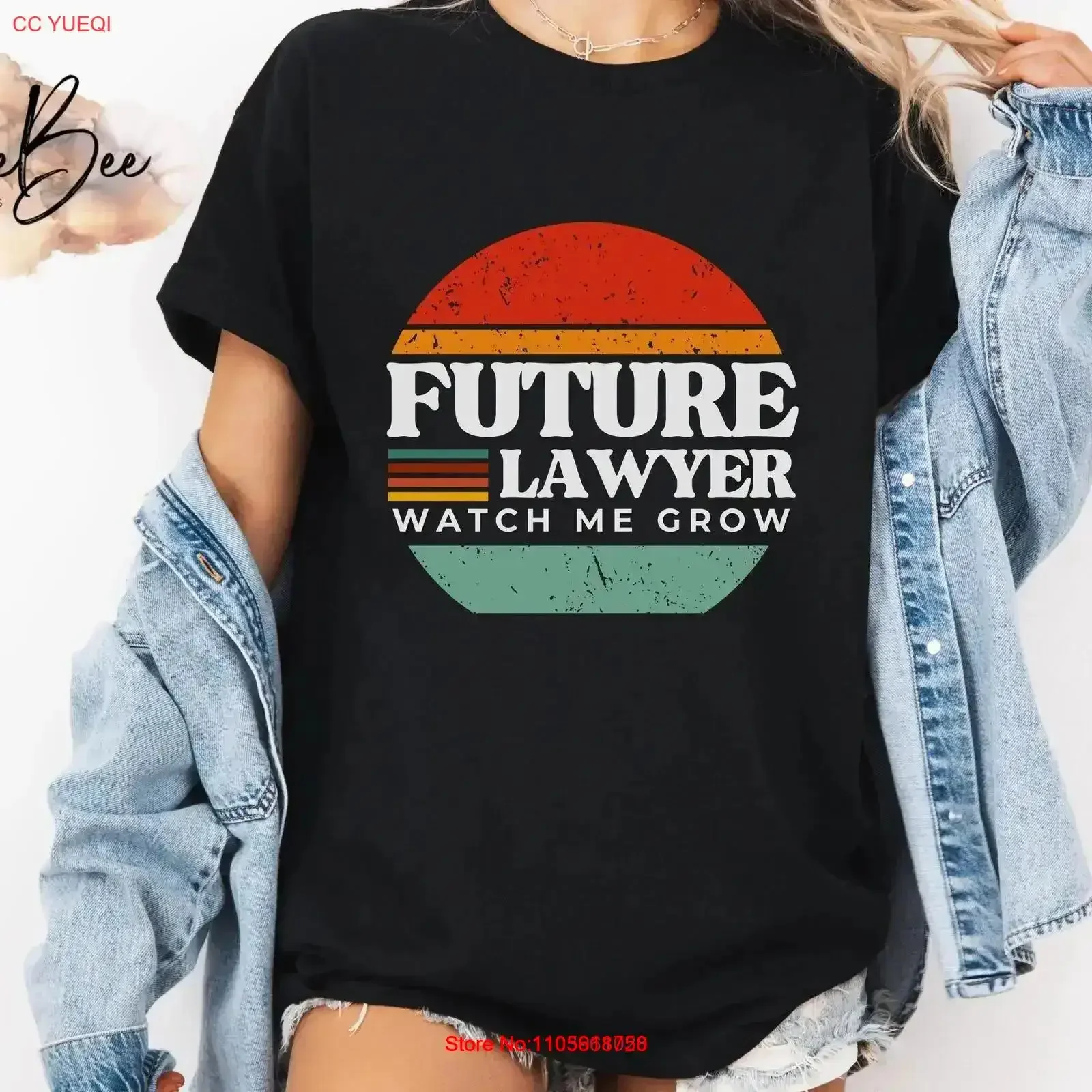 Future Lawyer Retro T Shirt Law Student Watch Me Grow Saying Brother Sister Colourful vintage Washed Casual streetwear vintage