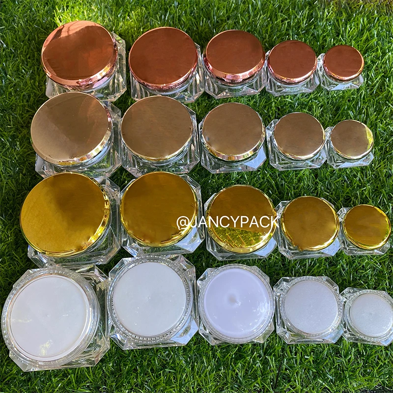 1 Uds. Tarro de plástico vacío con forma de diamante, bote transparente para decoración de uñas, brillos en forma de diamante, sombra de ojos, crema, bálsamo labial, contenedor de almacenamiento